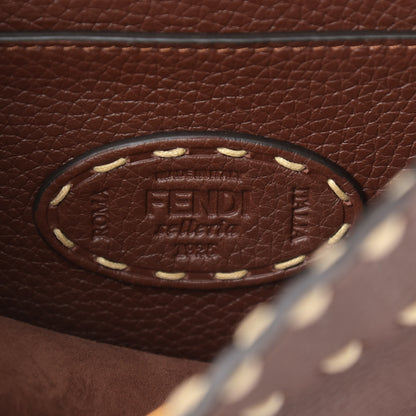 Fendi Vitello Granato Camoscio Selleria Macro Stitchings Small Peekaboo I SEE U Satchel Praline 7 of 9