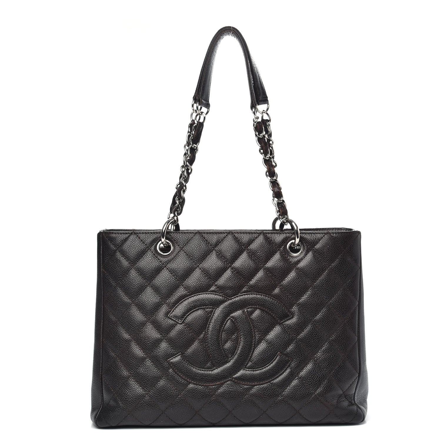 Chanel Caviar Quilted Grand Shopping Tote GST Dark Brown 1 of 15