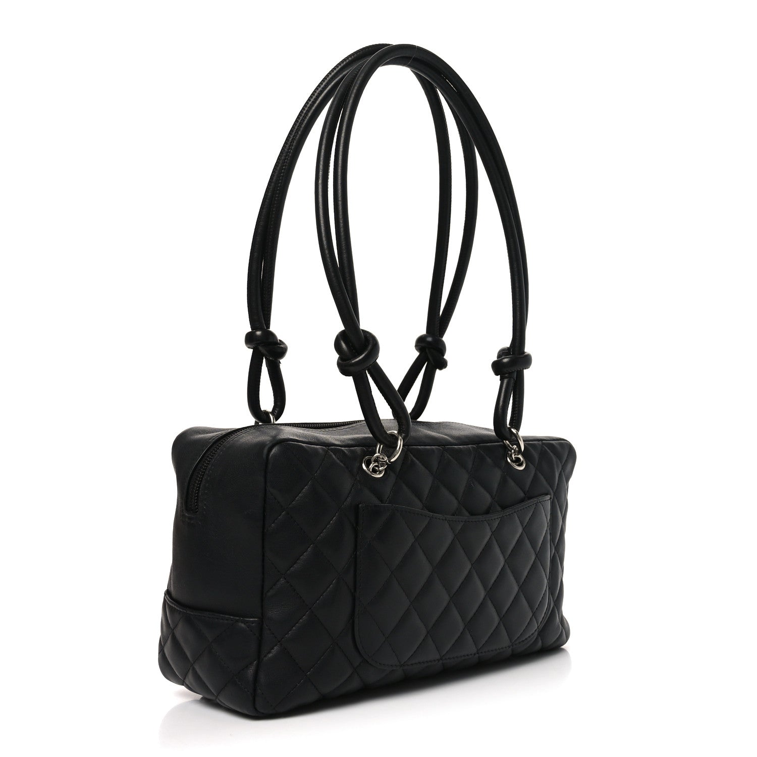 Chanel Calfskin Quilted Large Cambon Bowler Black White 3 of 10