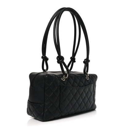 Chanel Calfskin Quilted Large Cambon Bowler Black White 3 of 10