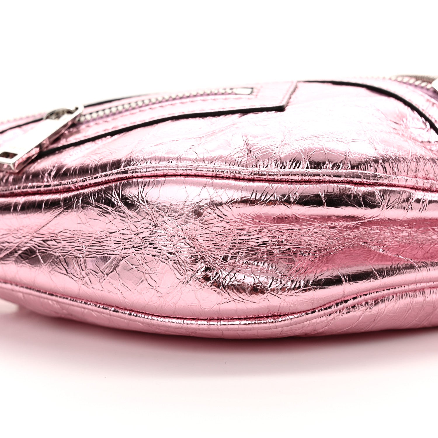 Versace Metallic Calfskin Small Repeat Zip Hobo Pink 8 of 10