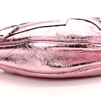 Versace Metallic Calfskin Small Repeat Zip Hobo Pink 8 of 10
