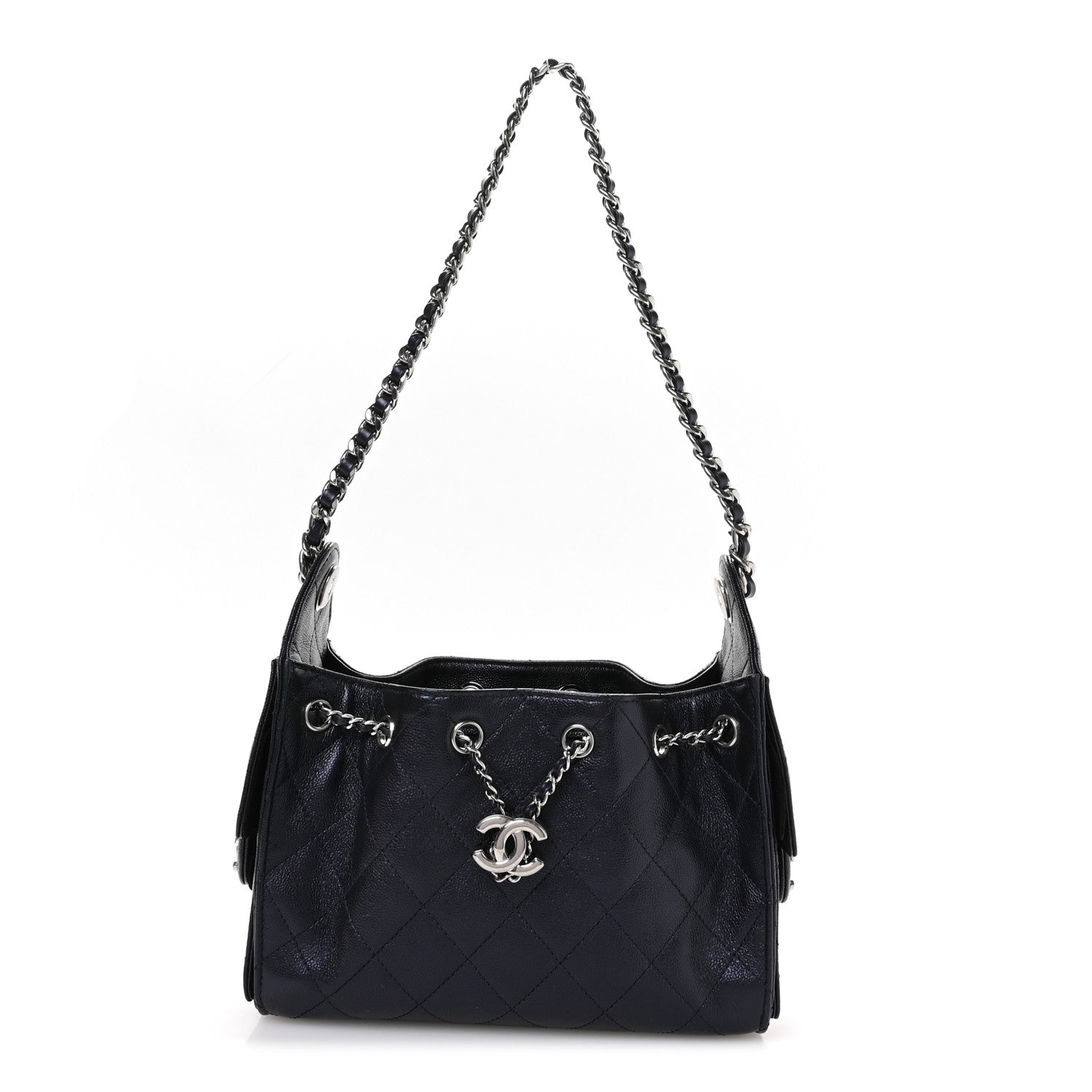 Chanel Metallic Caviar Quilted Mini Chanel 25 Handbag Dark Blue 1 of 11