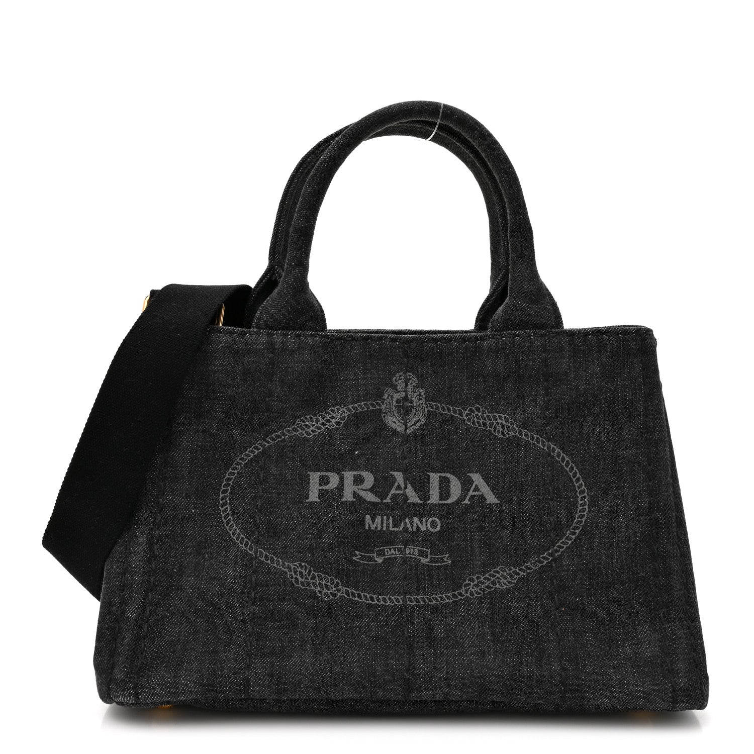 Prada Denim Small Logo Tote Black 1 of 10