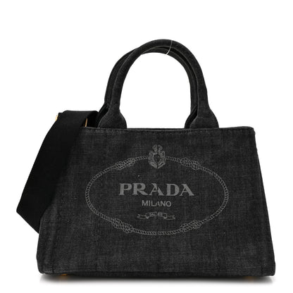 Prada Denim Small Logo Tote Black 1 of 10