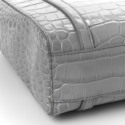 Balenciaga Shiny Calfskin Logo Crocodile Embossed XXS Everyday Tote Grey 7 of 8
