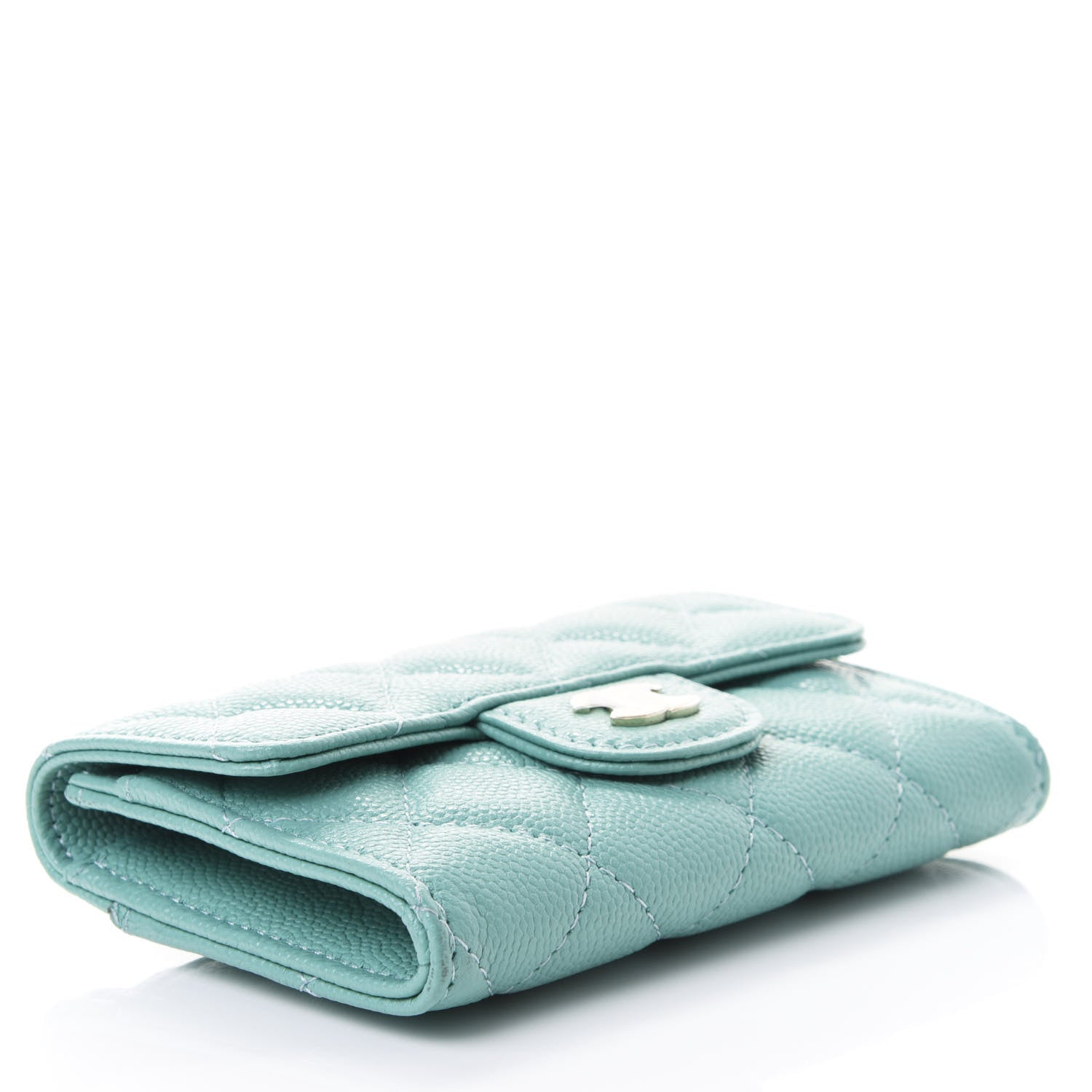 Chanel Caviar Quilted Flap Card Holder Wallet Light Blue 3 of 4