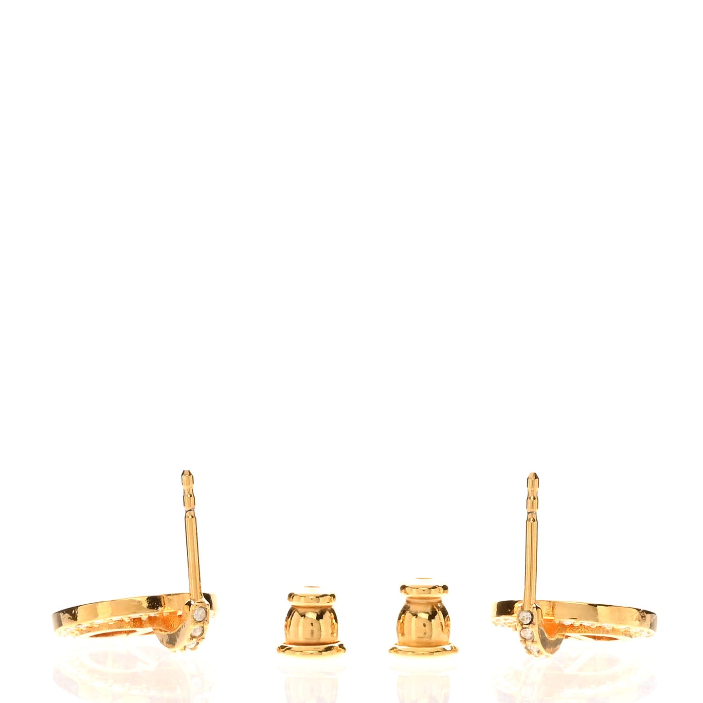 Metal Crystal Petit CD Earrings Gold