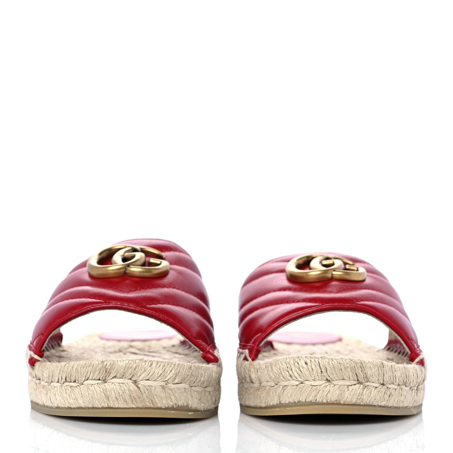 Gucci Nappa Matelasse GG Marmont Espadrille Slide Sandals 36.5 Hibiscus Red 2 of 9