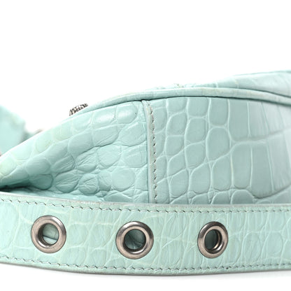 Balenciaga Extra Supple Calfskin Crocodile Embossed Le Cagole Shoulder Bag XS Green Acqua 10 of 11