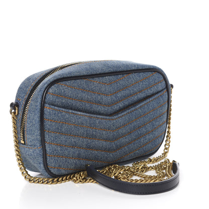 Saint Laurent Denim Matelasse Monogram Mini Lou Camera Bag California Blue 3 of 10