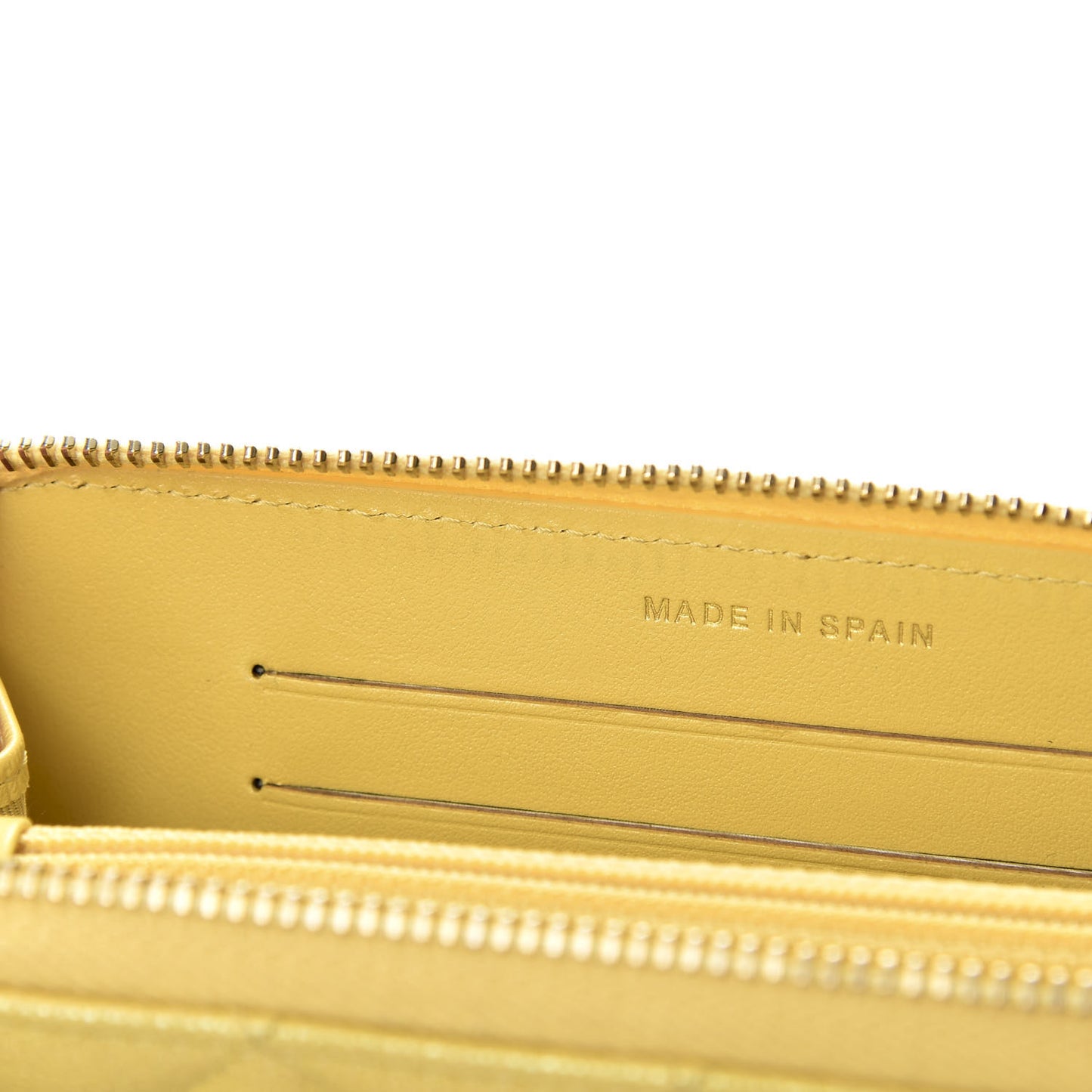 Iridescent Caviar Quilted Medium Zip Around Wallet Yellow
