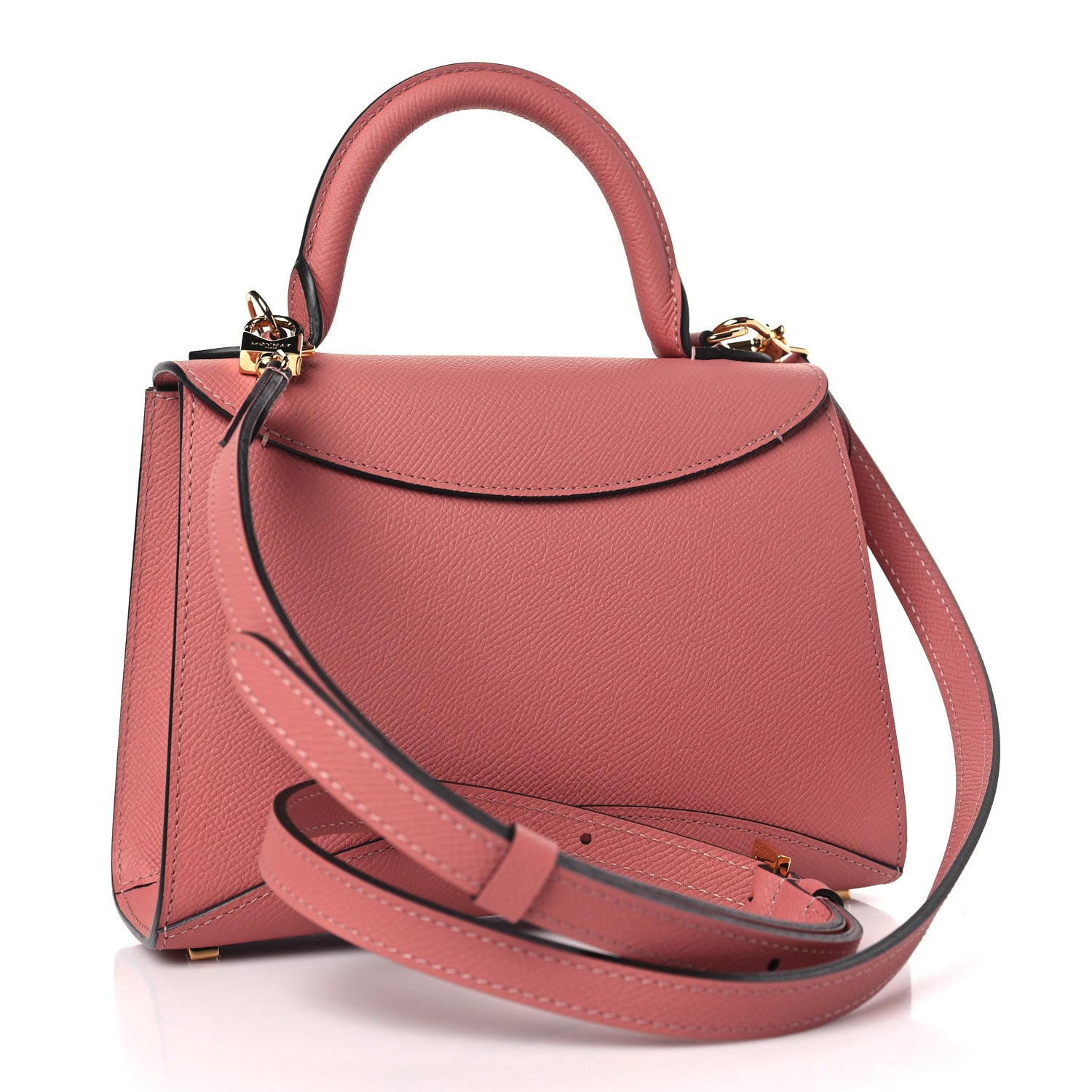 Moynat Carat Calfskin Gabrielle BB Wood Rose 3 of 9