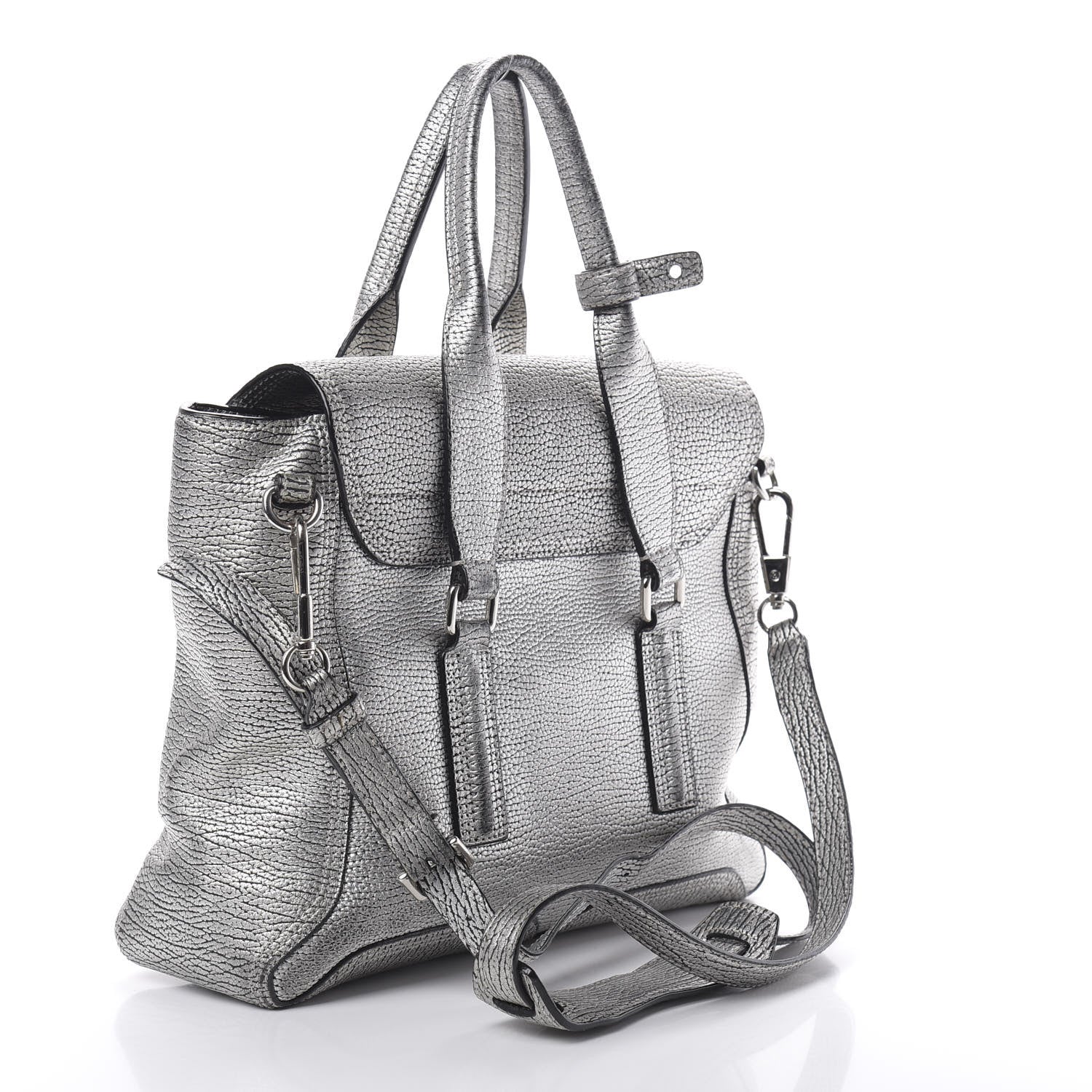 3.1 Phillip Lim 3.1 Textured Calfskin Medium Pashli Satchel Silver 3 of 16