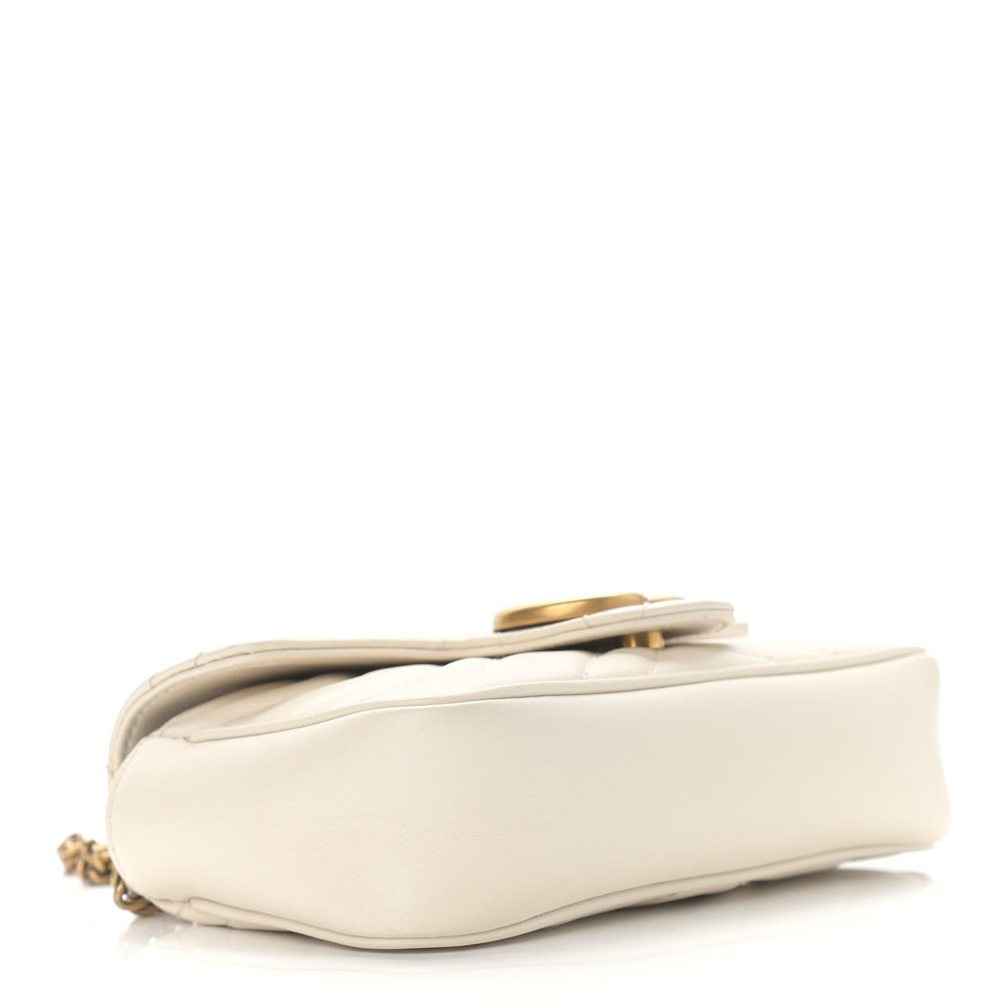 Calfskin Matelasse Super Mini GG Marmont Shoulder Bag White