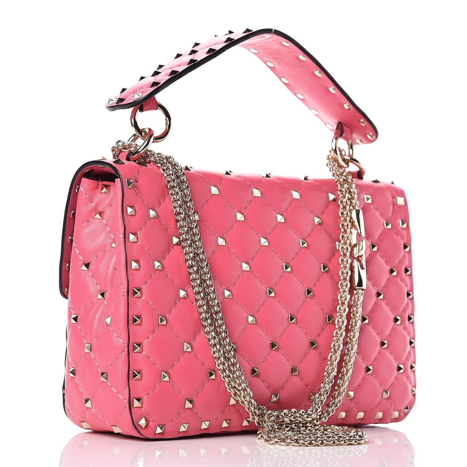 Valentino Garavani Lambskin Medium Rockstud Spike Shoulder Bag Pink 4 of 14