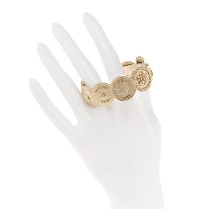 Chanel Metal Mademoiselle Coin Cuff Bracelet Gold 2 of 4