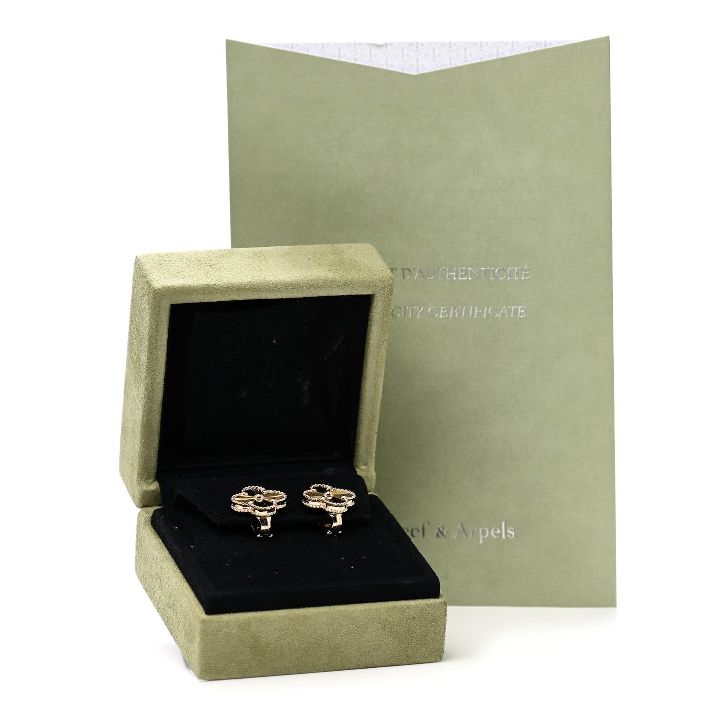 18K Yellow Gold Guilloche Vintage Alhambra Earrings