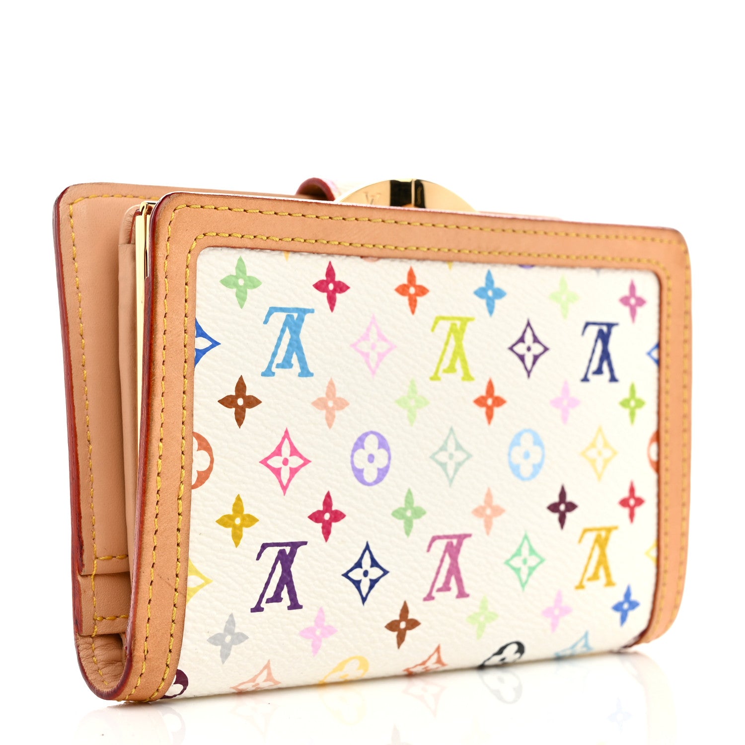 Louis Vuitton Monogram Multicolor French Purse Wallet White 3 of 8