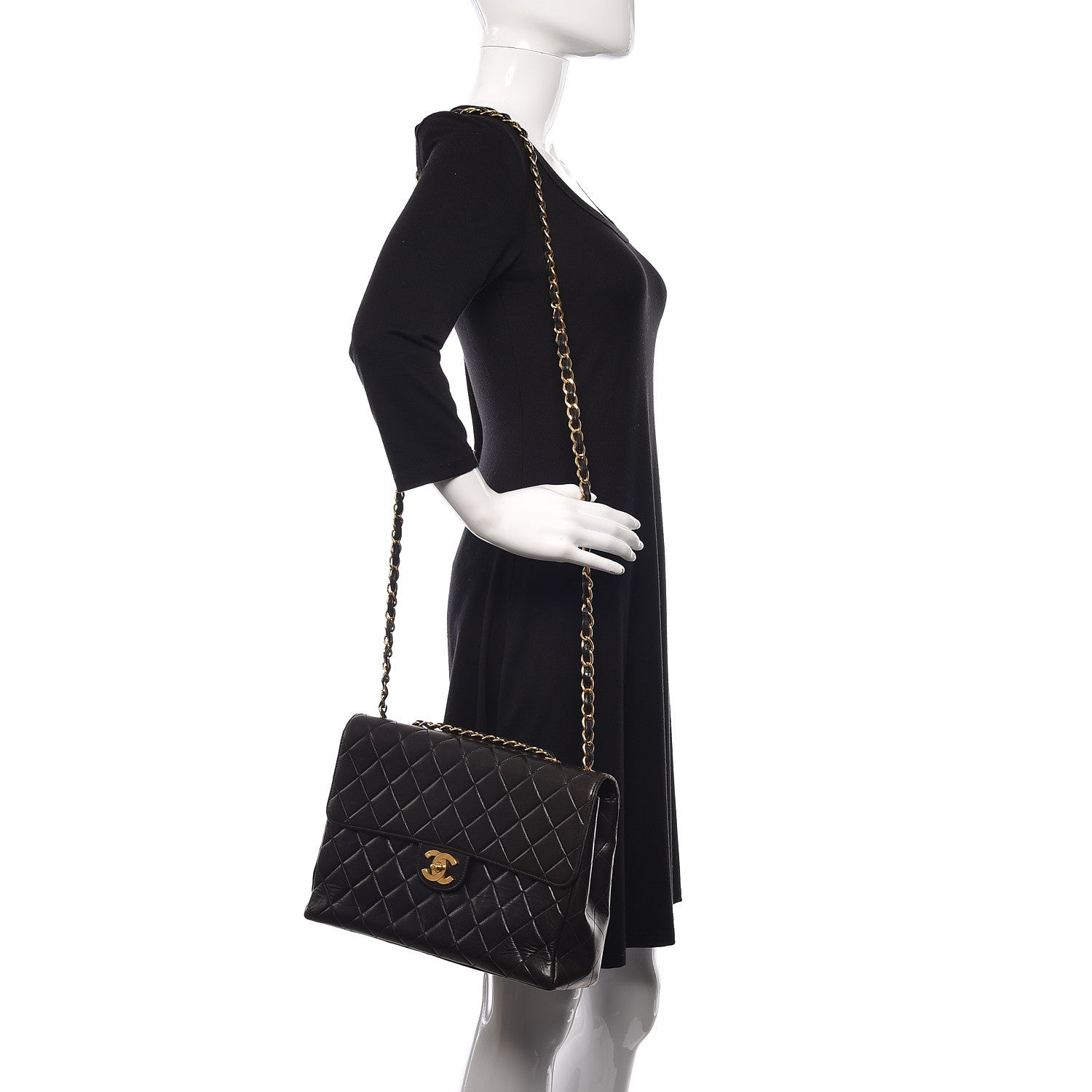 Chanel Lambskin Quilted Jumbo Single Flap Black 2 of 20