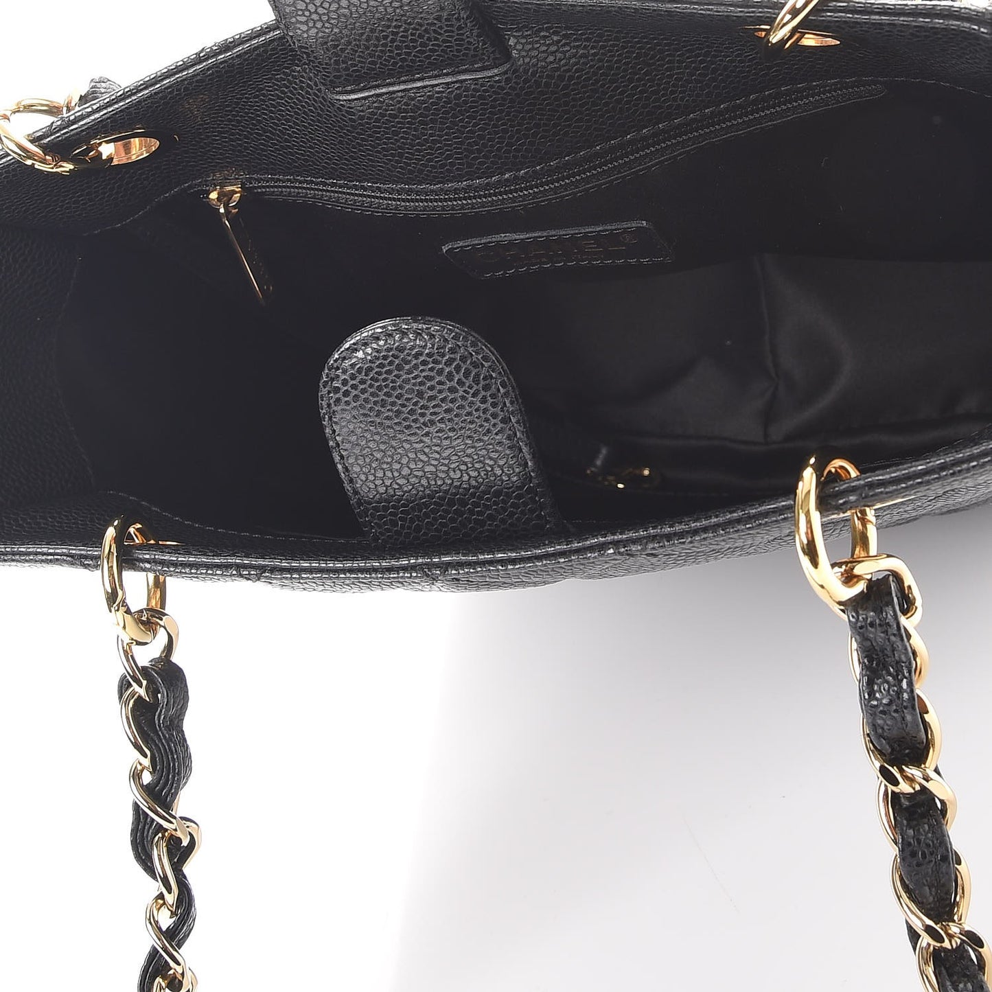 Caviar Quilted Petit Shopping Tote PST Black