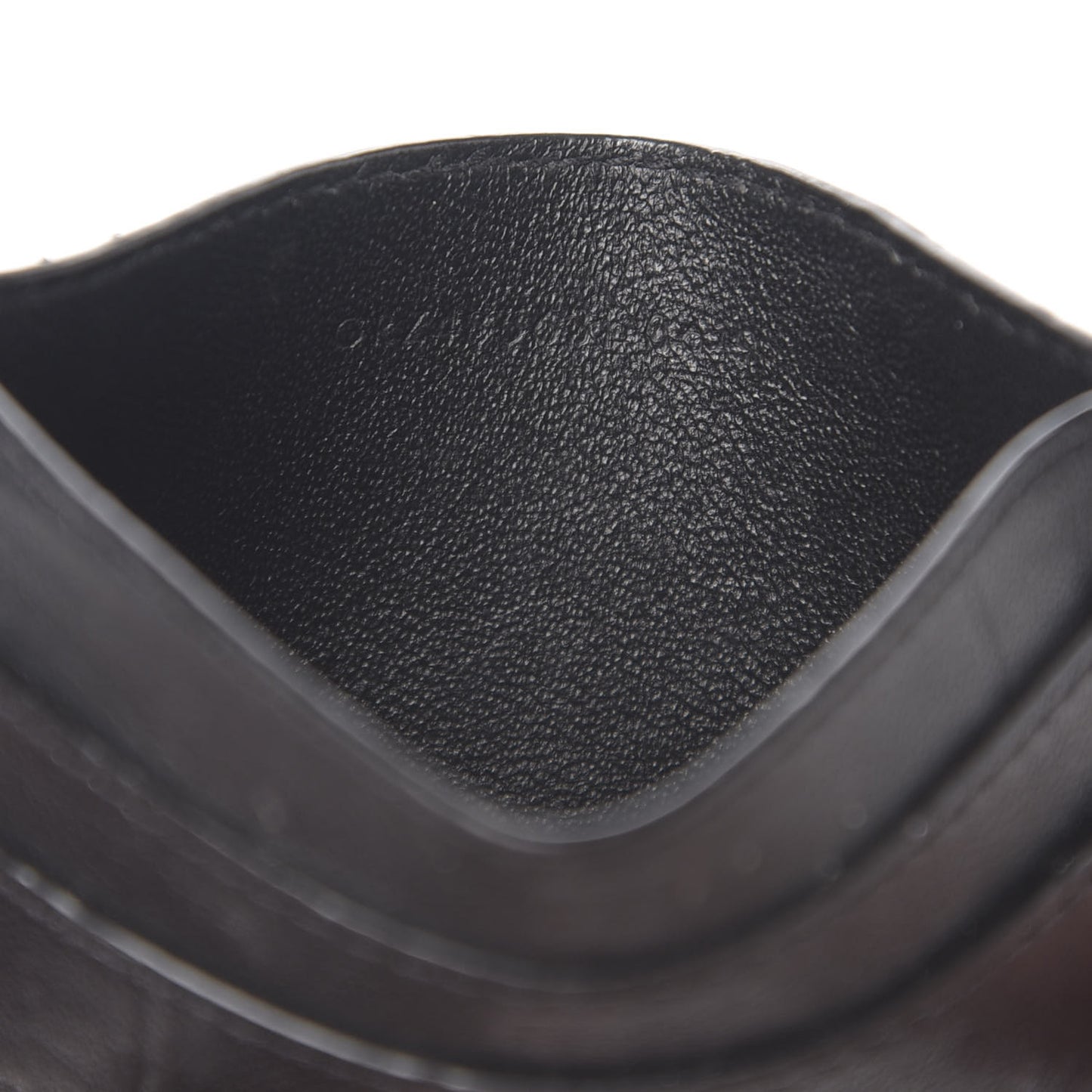 Calfskin Crocodile Embossed Monogram Credit Card Case Black
