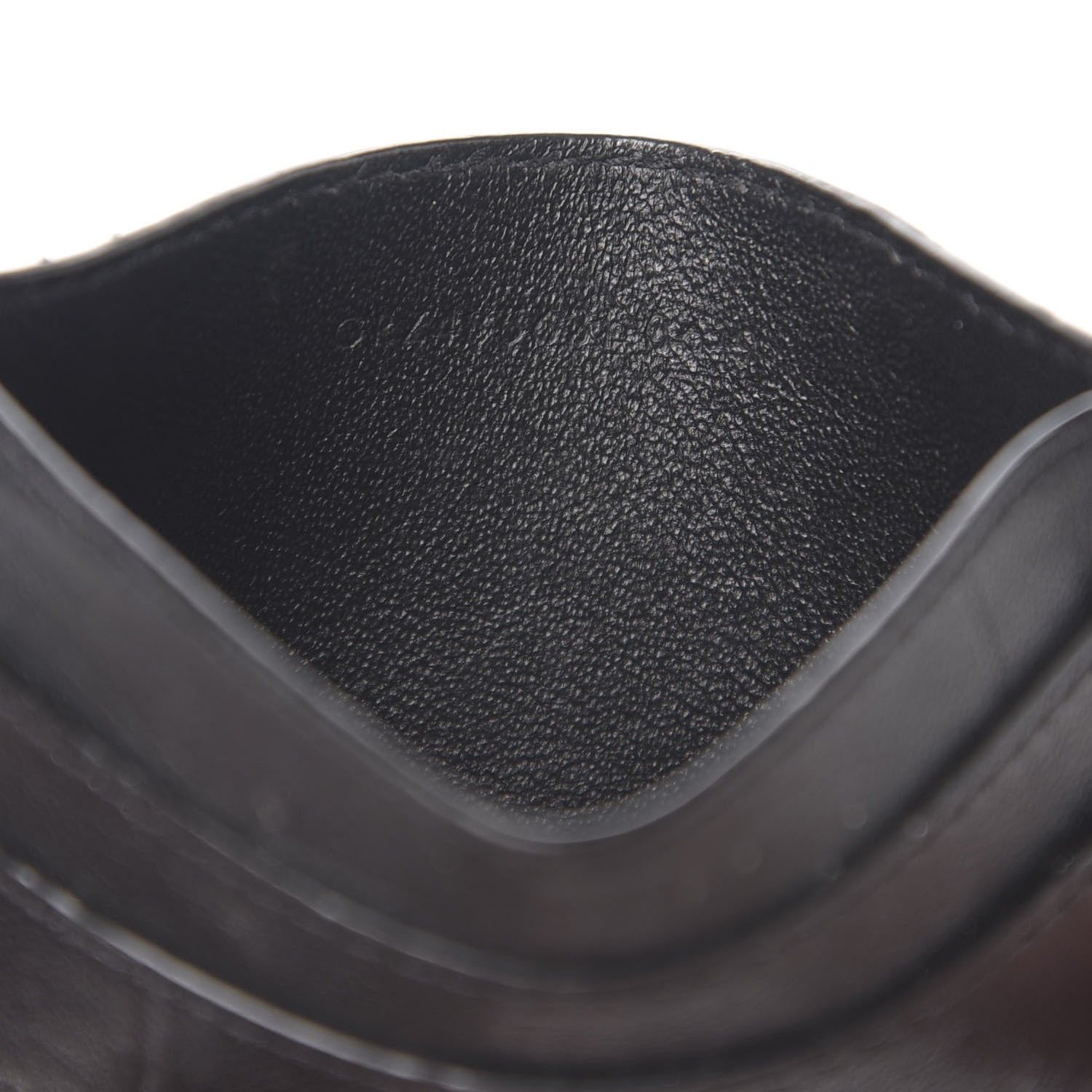 Saint Laurent Calfskin Crocodile Embossed Monogram Credit Card Case Black 6 of 9