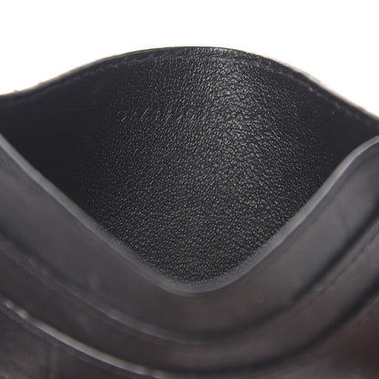 Saint Laurent Calfskin Crocodile Embossed Monogram Credit Card Case Black 6 of 9