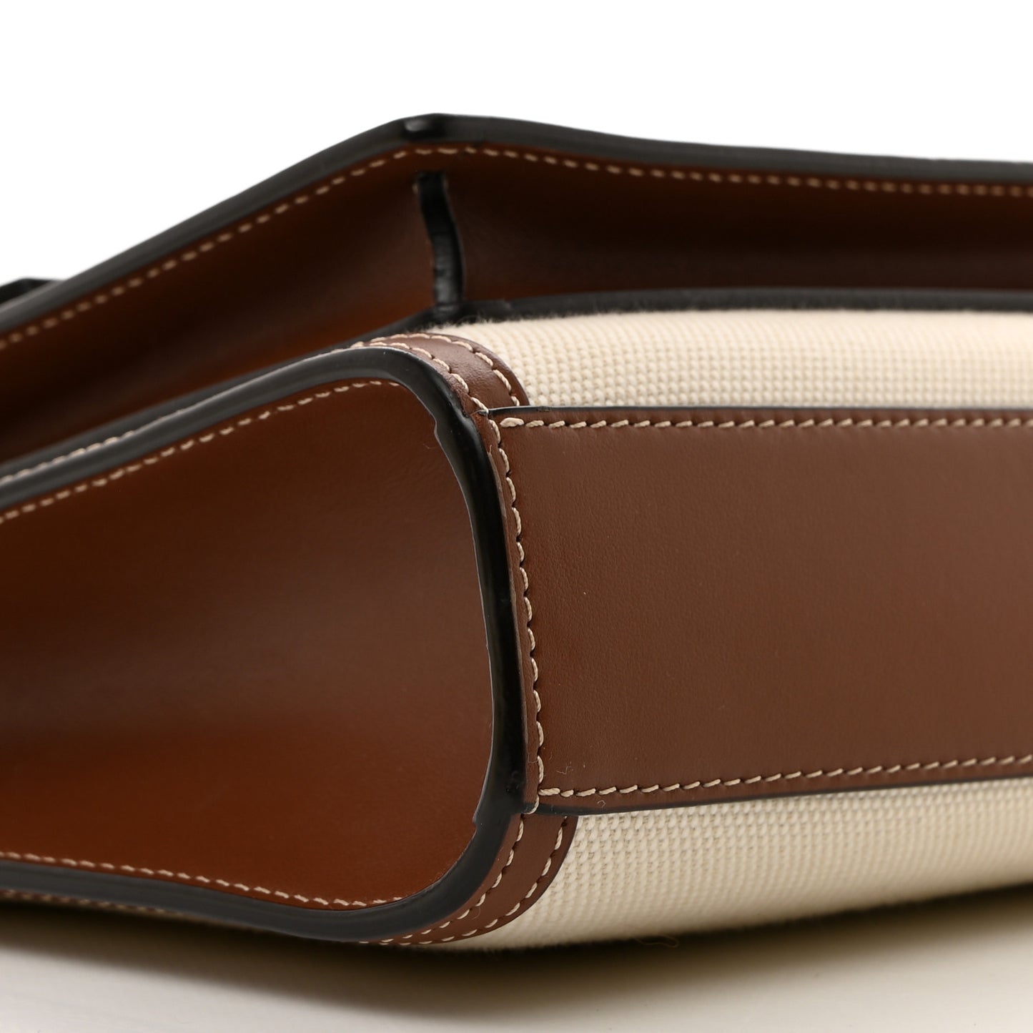 Canvas Smooth Calfskin Two Tone Mini Pocket Bag Tan