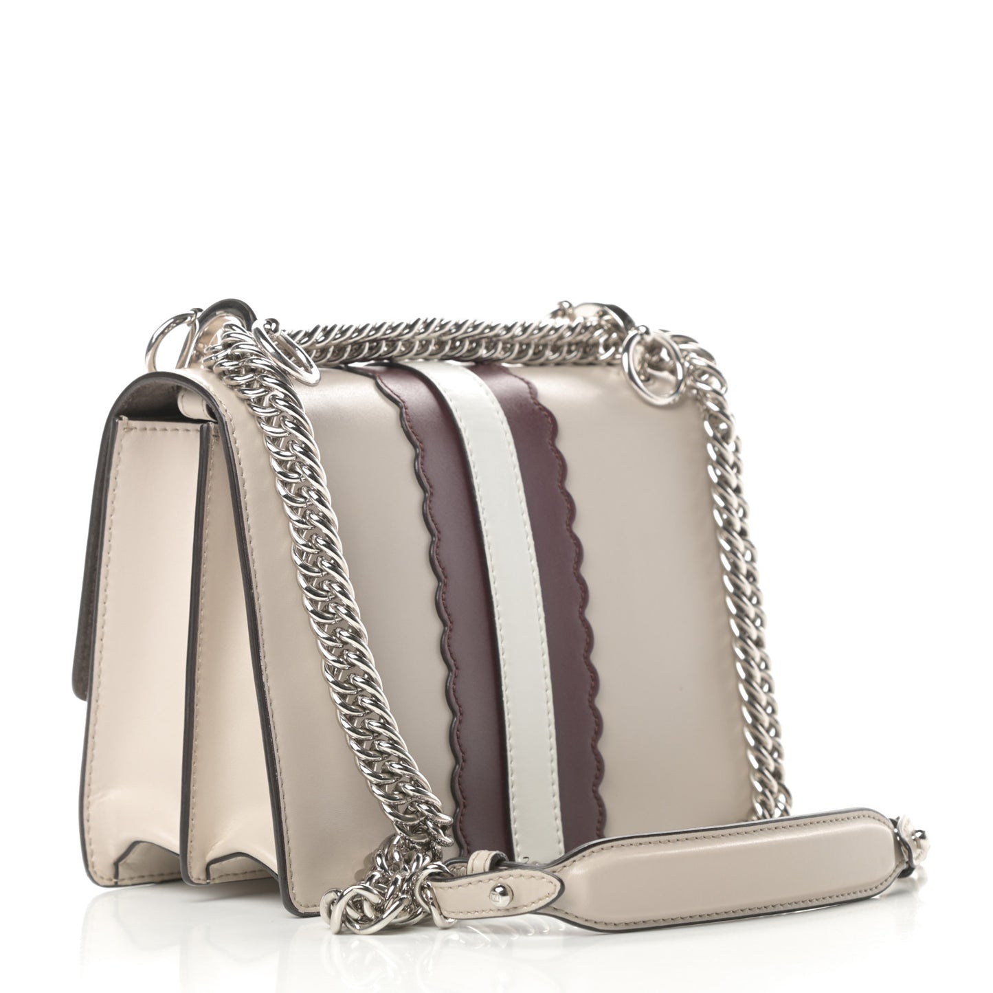 Vitello Liberty Lucido Catalan Mirror Hypnoteyes Studded Small Kan I Shoulder Bag Grigio Polvere Bordeaux Multicolor