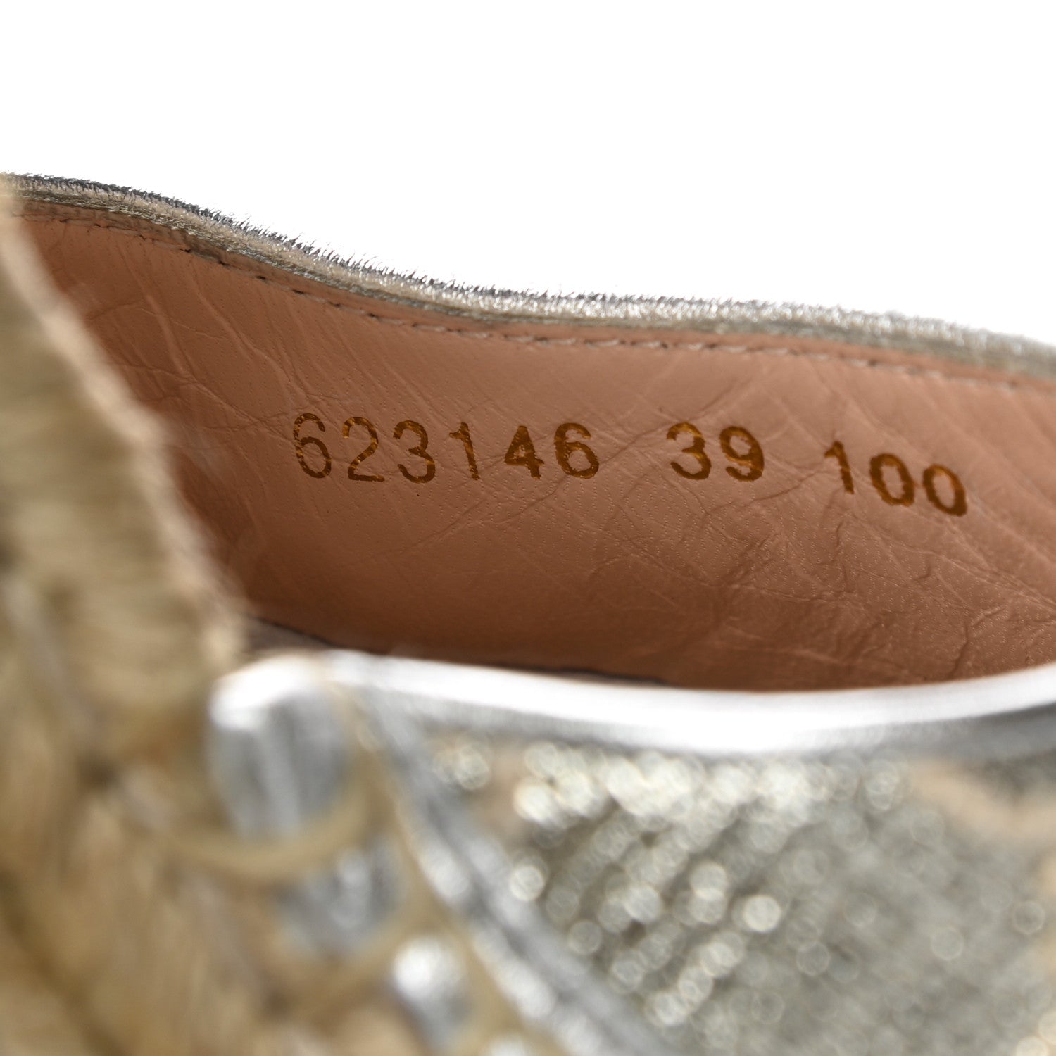 Gucci Lame GG Monogram Ankle Wrap Platform Espadrille Wedges 39 Silver Beige Light Grey 8 of 9