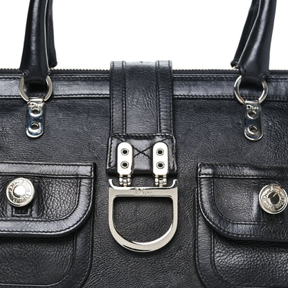 Christian Dior Calfskin Buckle Frame Satchel Black 8 of 10