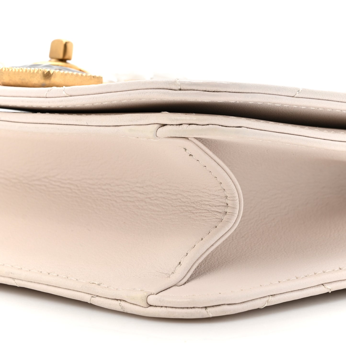 Calfskin Quilted Mini Bijoux Flap White