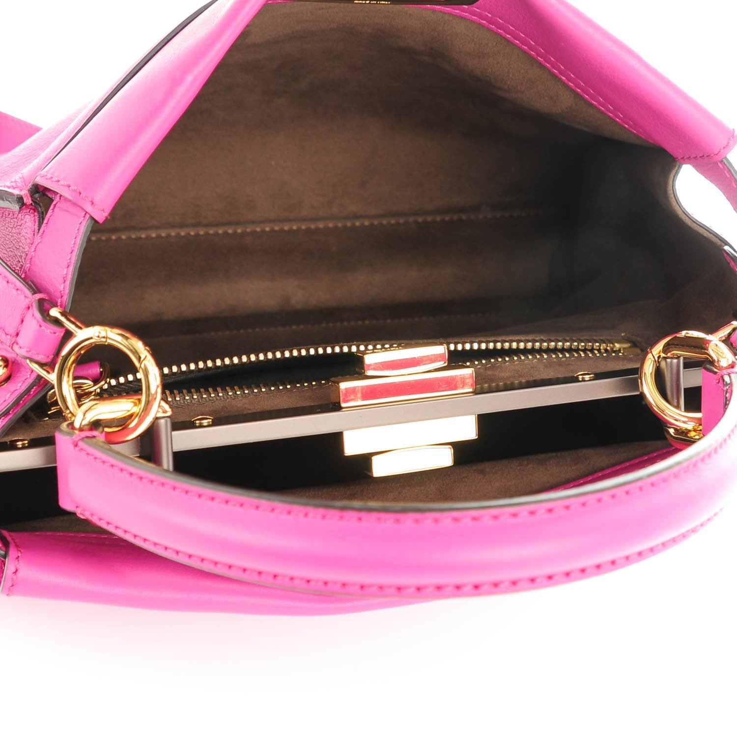 Fendi Vitello Seta Medium Peekaboo Iconic Satchel Magenta 5 of 8