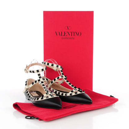 Valentino Garavani Nappa Rockstud Cage Ballerina Flats 35 Black Ivory 5 of 9