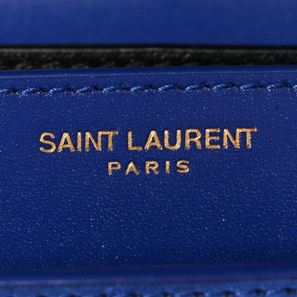 Saint Laurent Smooth Calfskin Suede Monogram Cassandra Clasp Bag Bleu Saphir 6 of 10