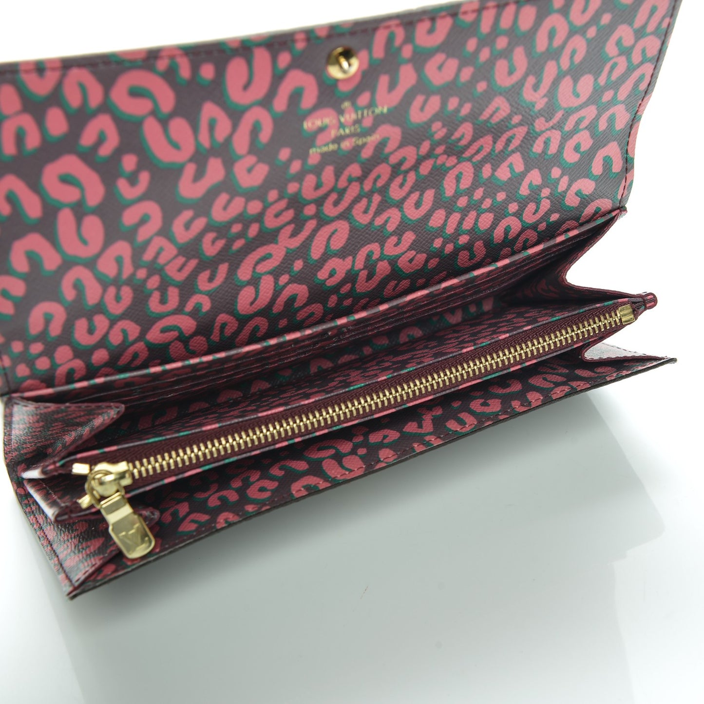Monogram Leopard Sarah Wallet Rouge Fauviste