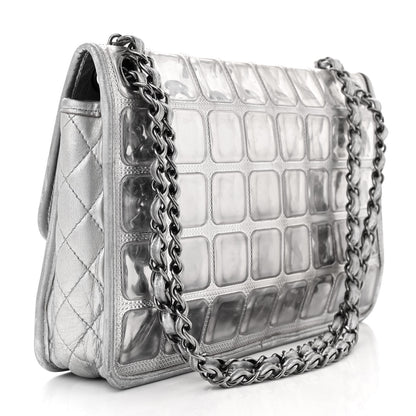 Chanel Vinyl Large Ice Cube Flap Silver 4 of 35