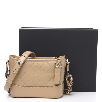 Chanel Aged Calfskin Quilted Small Gabrielle Hobo Beige 11 of 11
