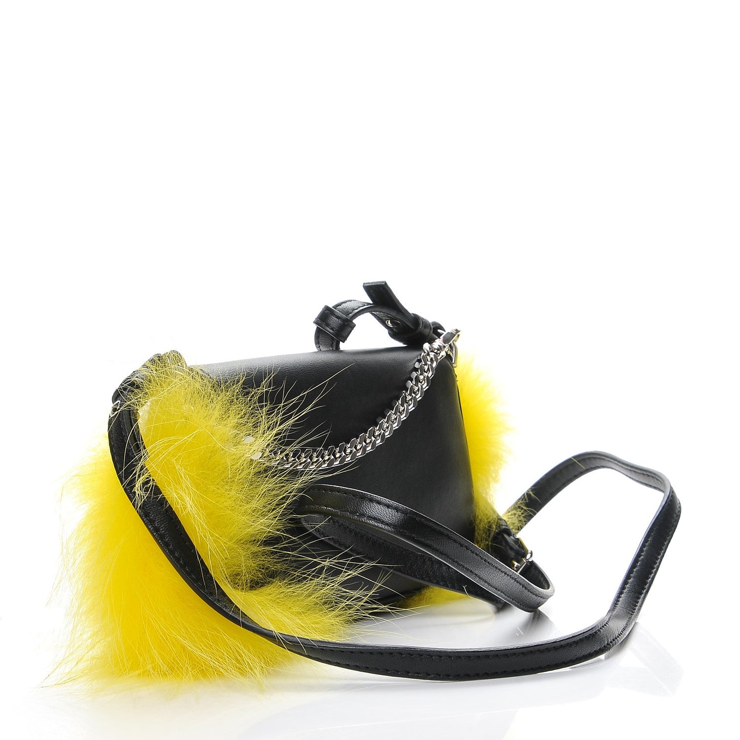 Nappa Fox Fur Monster Micro Baguette Black