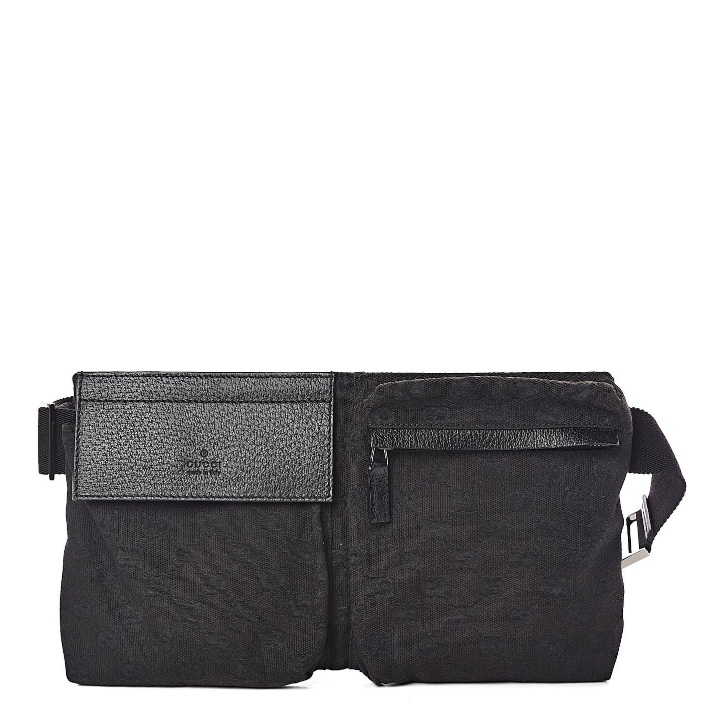 GG Monogram Double Pocket Belt Bag Black