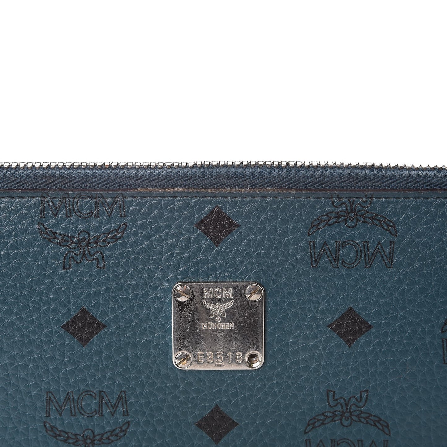 Heritage Visetos Large Zip Around Wallet Blue