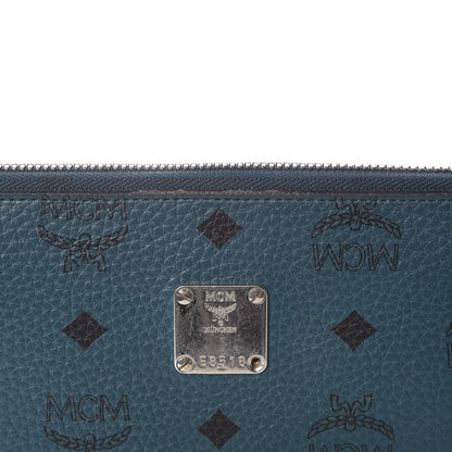 MCM Heritage Visetos Large Zip Around Wallet Blue 7 of 12
