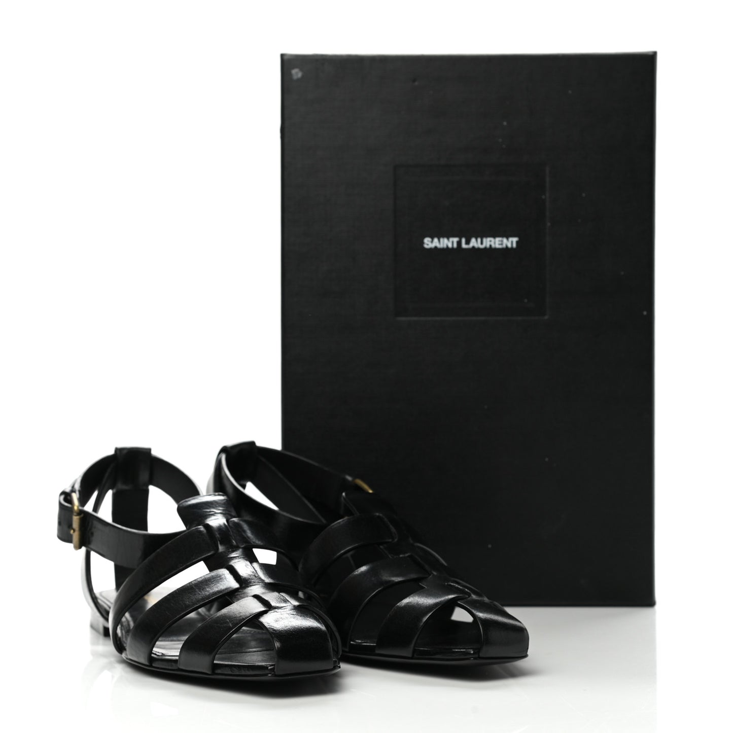 Calfskin Oak Flat Sandals 38 Black