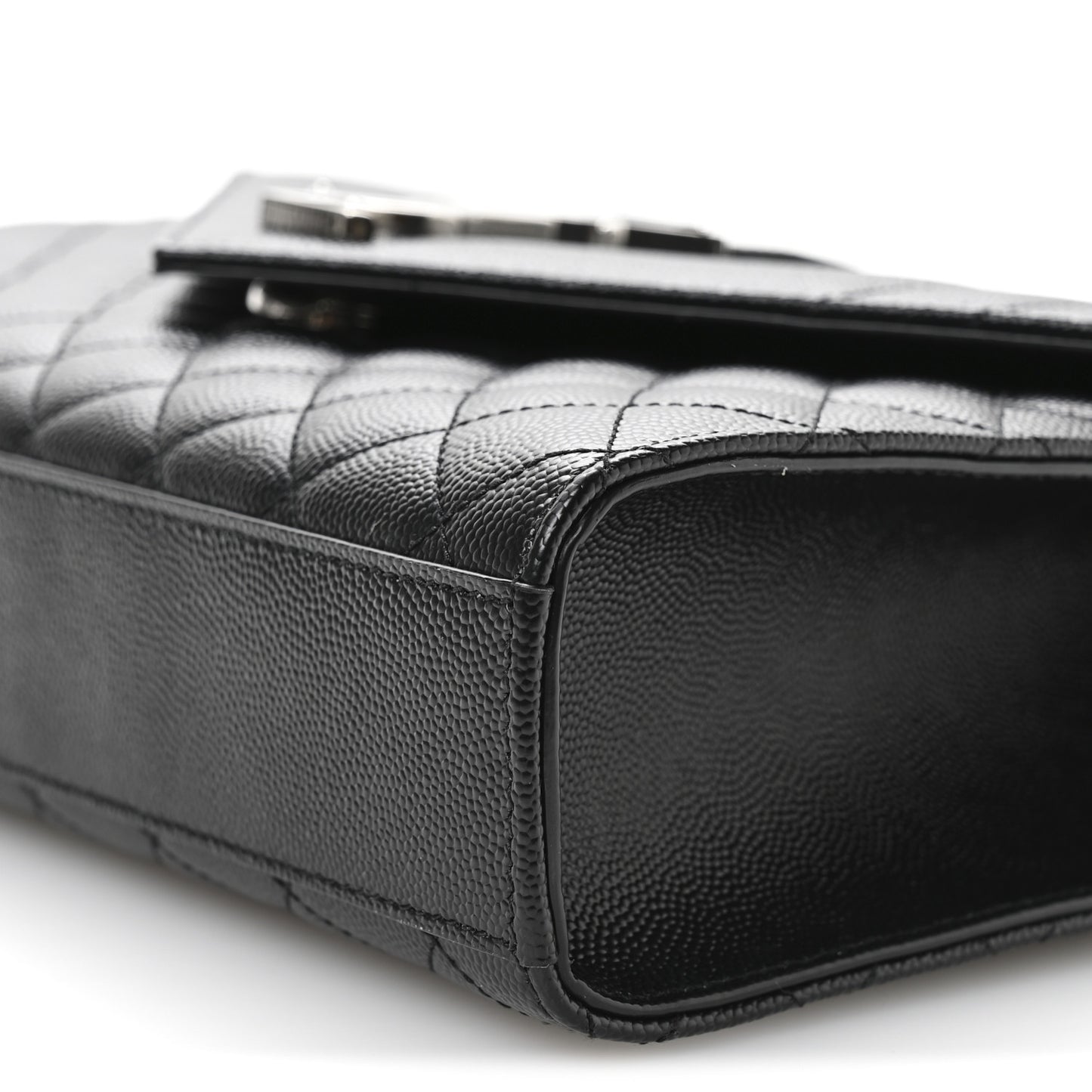 Grain De Poudre Textured Mixed Matelasse Triquilt Medium Monogram Satchel Black