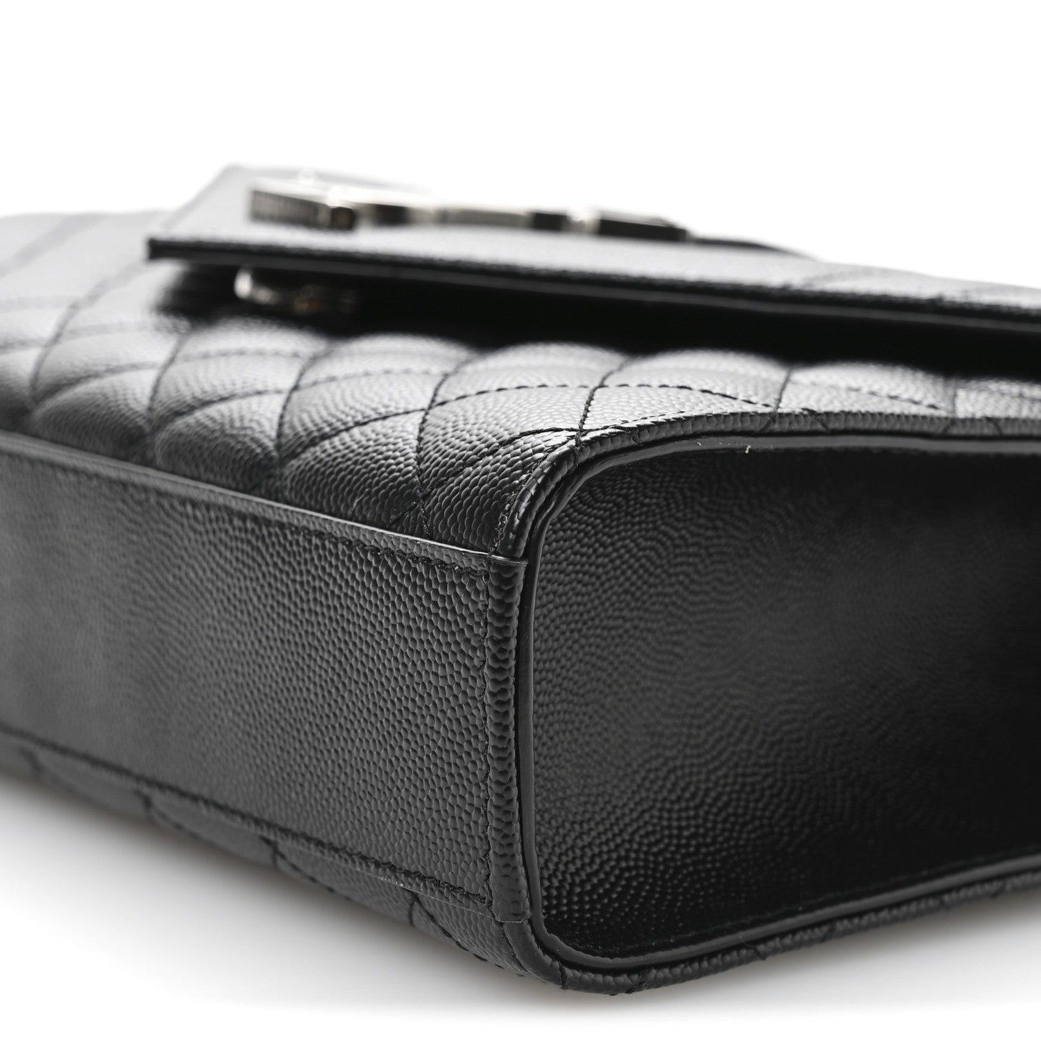 Saint Laurent Grain De Poudre Textured Mixed Matelasse Triquilt Medium Monogram Satchel Black 10 of 11