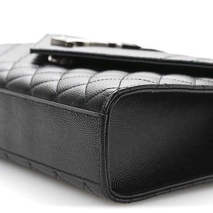Saint Laurent Grain De Poudre Textured Mixed Matelasse Triquilt Medium Monogram Satchel Black 10 of 11