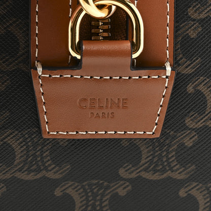 Celine Triomphe Canvas Calfskin Medium Boston Bag Tan 6 of 10