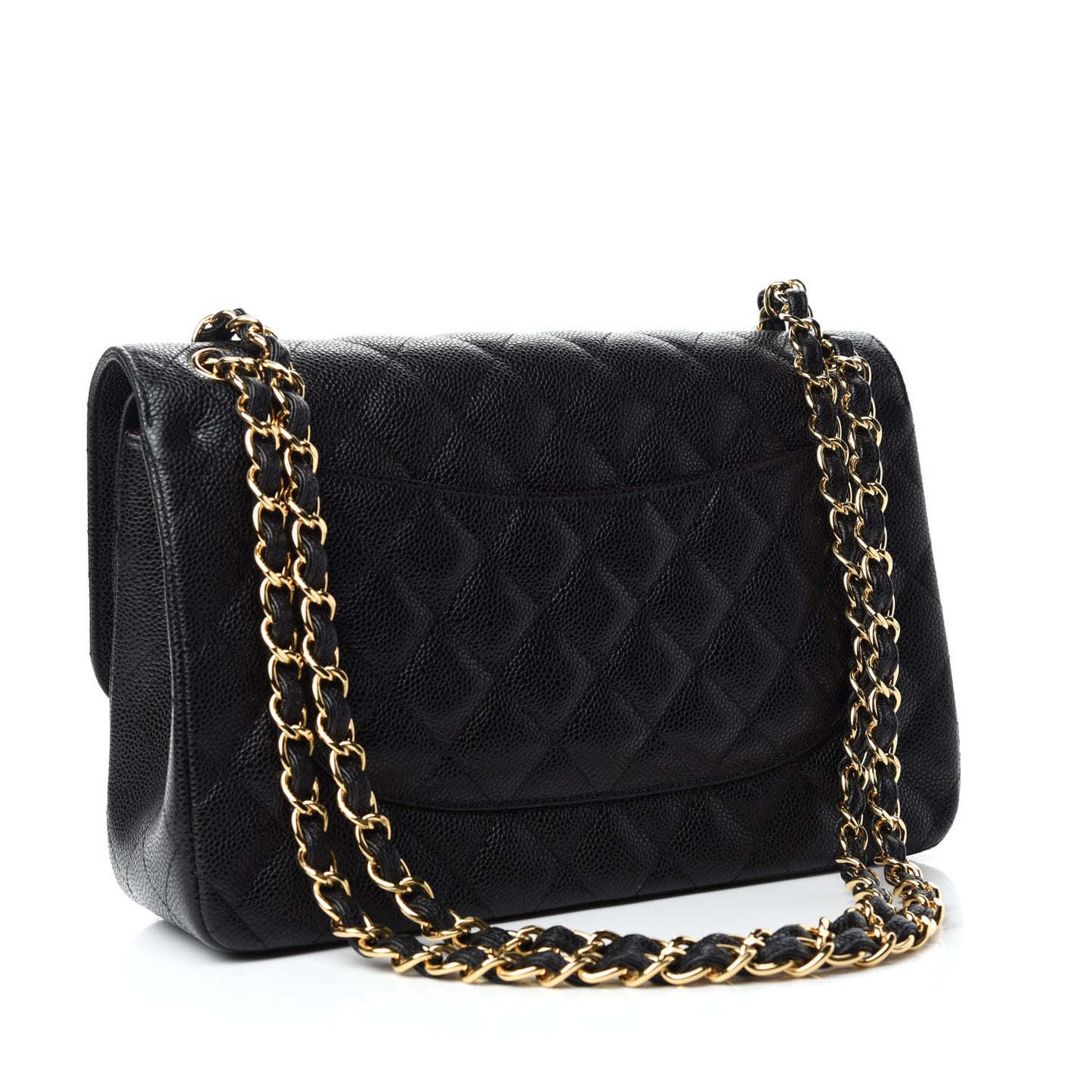 Caviar Quilted Jumbo Double Flap Black