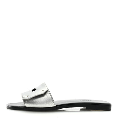 Hermes Metallic Epsom View Sandals 38.5 Gris Argente 1 of 7